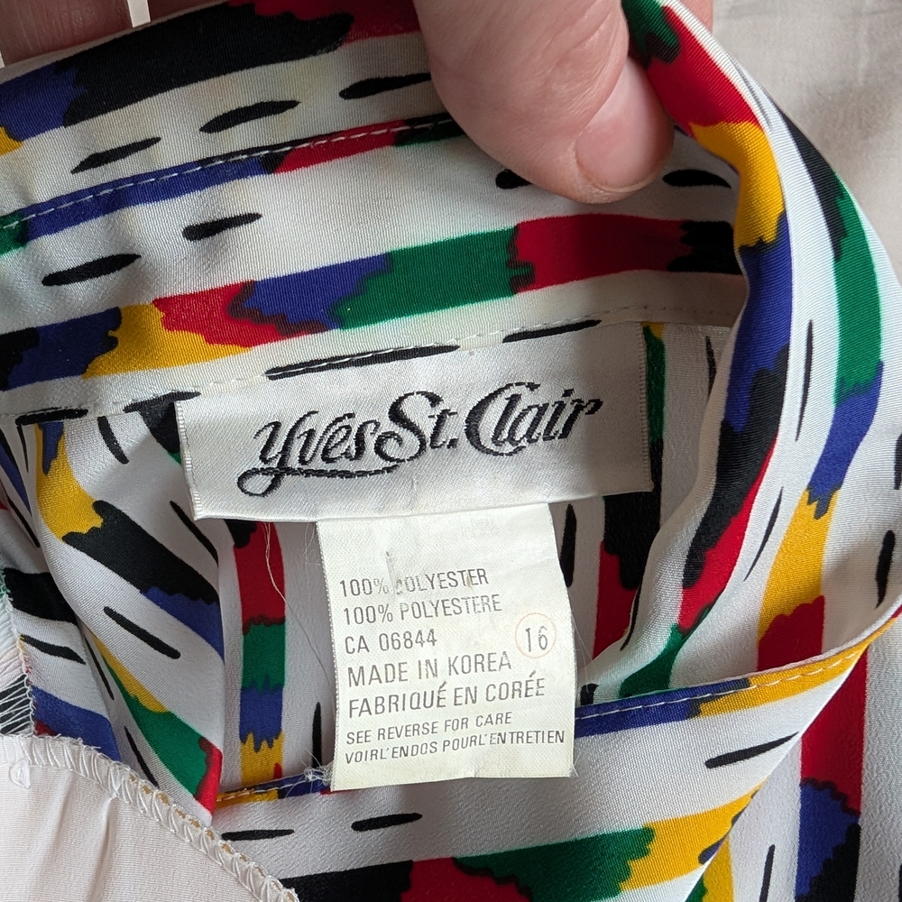 ๐ผVintage Like-new Rainbow Stripe Yves St. Clair Button-up Shirt - Size 16 ๐ - Picture 3 of 12